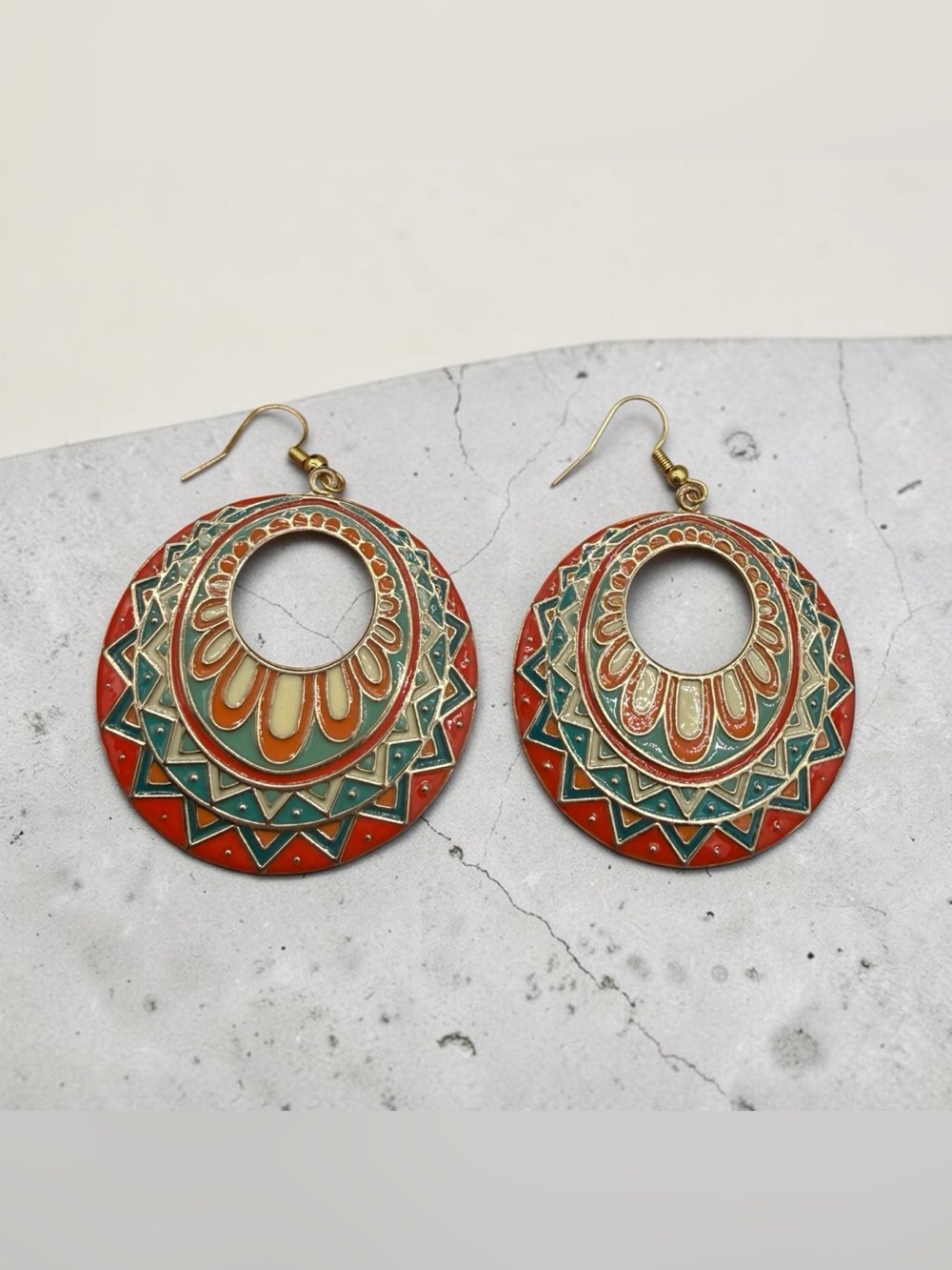 Boho Aztec & Mandala-Style Geometric Dangle Earrings